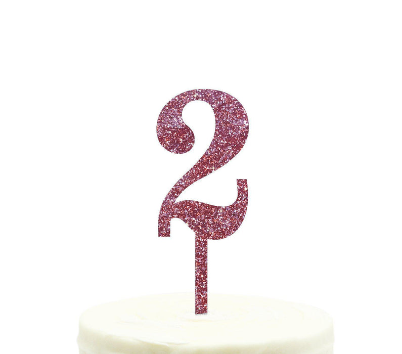Glitter Acrylic Number Birthday Cake Toppers-Set of 1-Andaz Press-Pink-2-