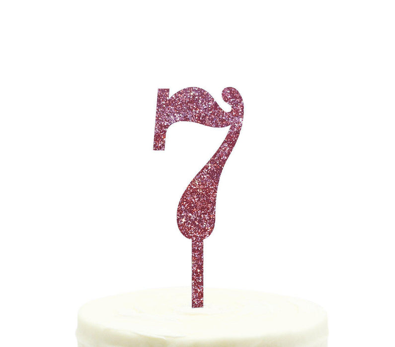 Glitter Acrylic Number Birthday Cake Toppers-Set of 1-Andaz Press-Pink-7-