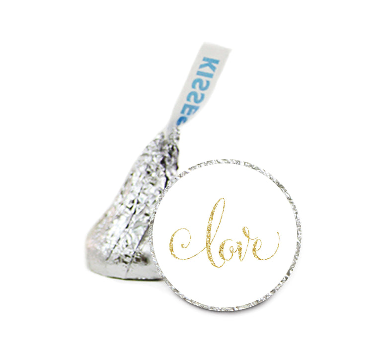 Glitter Love Wedding Hershey's Kiss Stickers-Set of 216-Andaz Press-Gold-