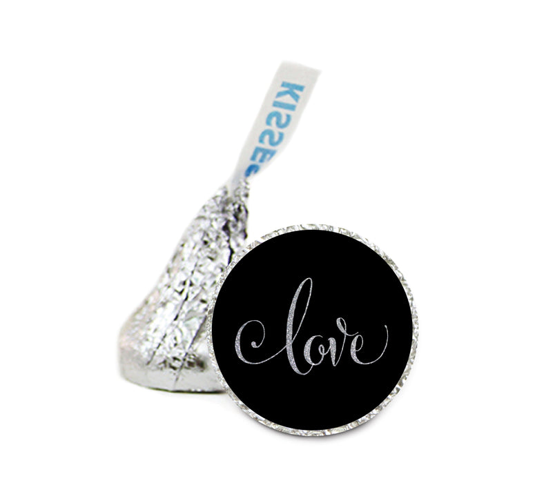 Glitter Love Wedding Hershey's Kiss Stickers-Set of 216-Andaz Press-Silver-