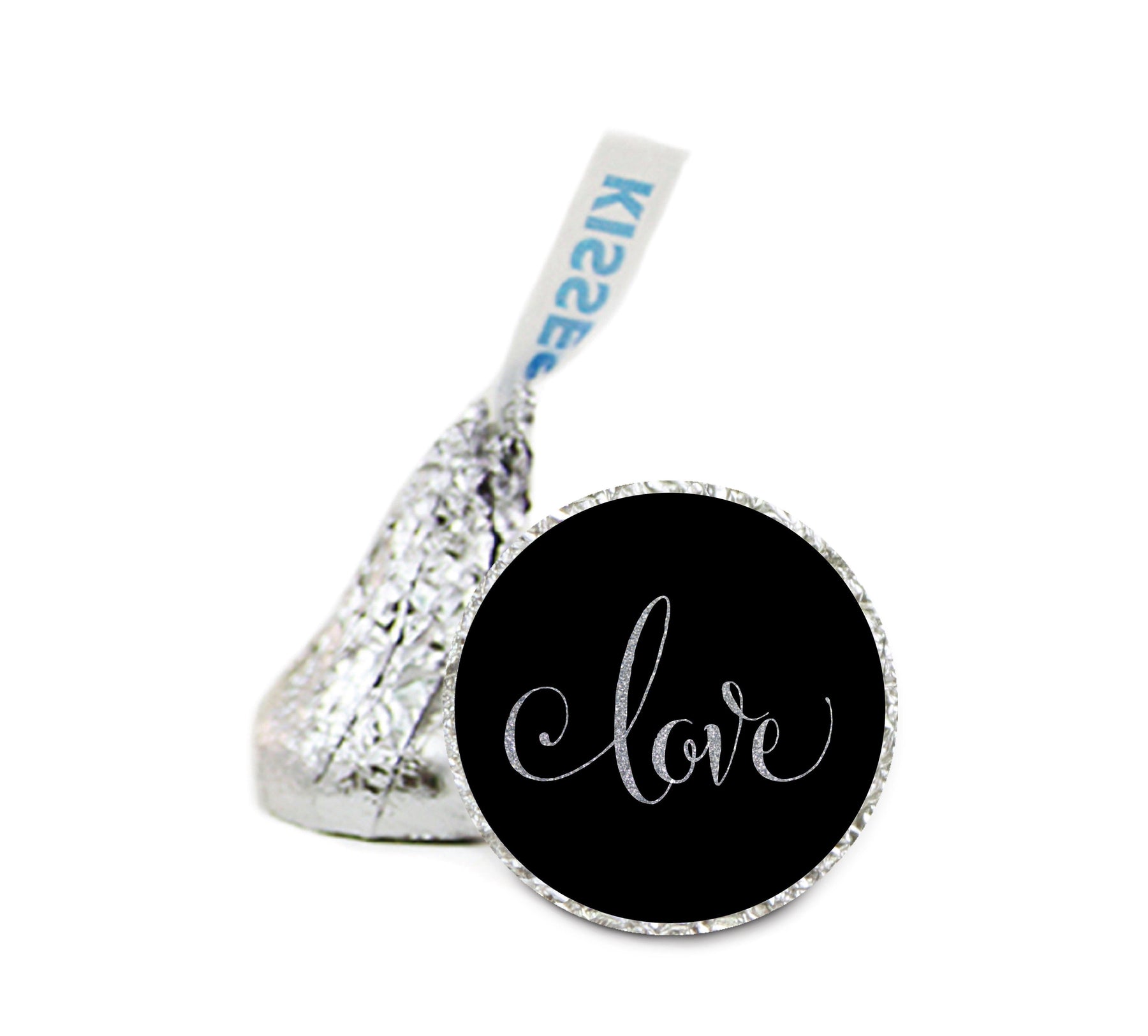 Glitter Love Wedding Hershey's Kiss Stickers-Set of 216-Andaz Press-Silver-