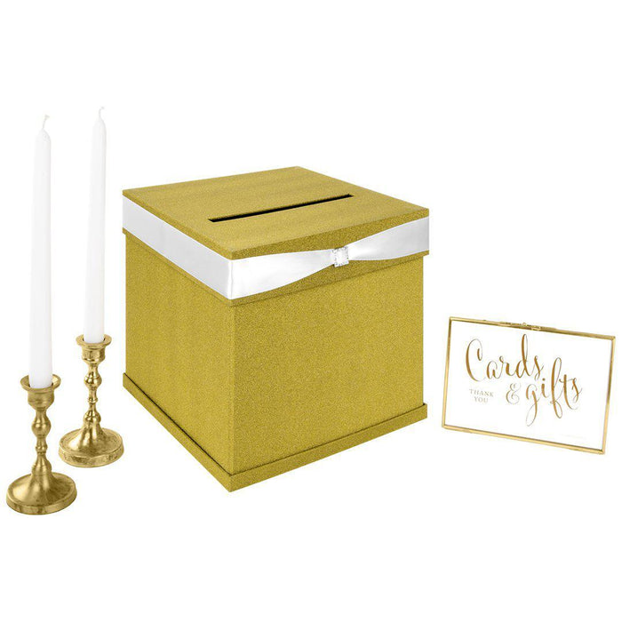 Glitter Wedding Card Box-Set of 1-Andaz Press-Champagne-