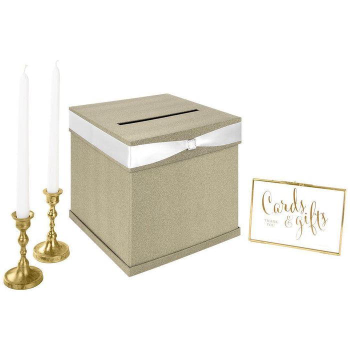 Glitter Wedding Card Box-Set of 1-Andaz Press-Champagne-