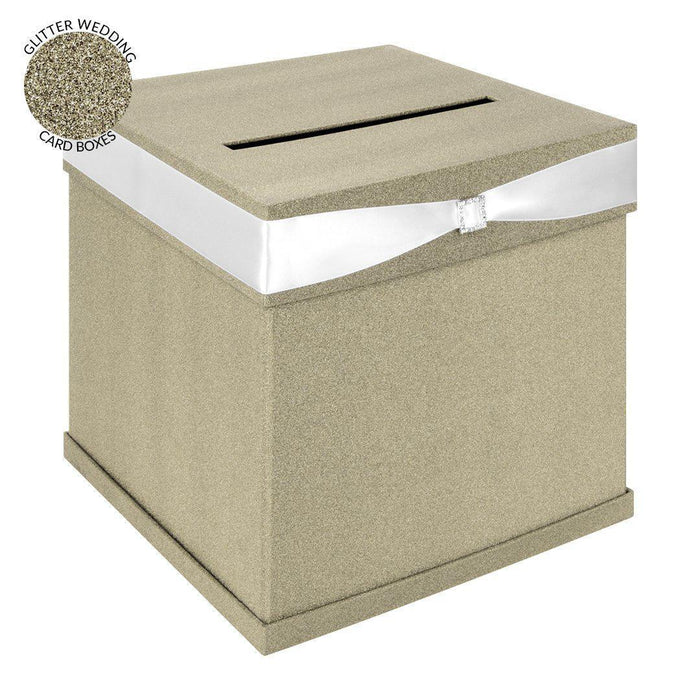 Glitter Wedding Card Box-Set of 1-Andaz Press-Champagne-