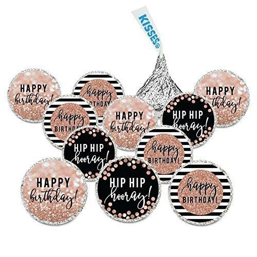 Glitzy Faux Rose Gold Glitter Milestone Chocolate Drop Labels-Set of 216-Andaz Press-Cheers to 40 Years-