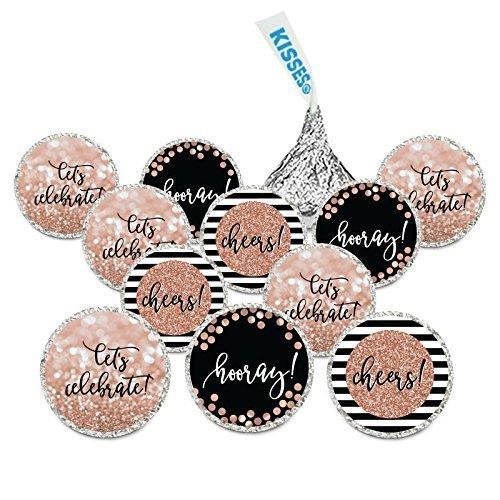 Glitzy Faux Rose Gold Glitter Milestone Chocolate Drop Labels Trio-Set of 216-Andaz Press-Graphic Designs-