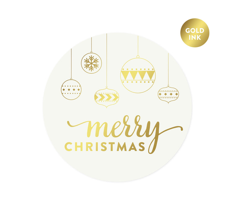 Gold Christmas Round Circle Gift Label Stickers-Set of 40-Andaz Press-Merry Christmas-