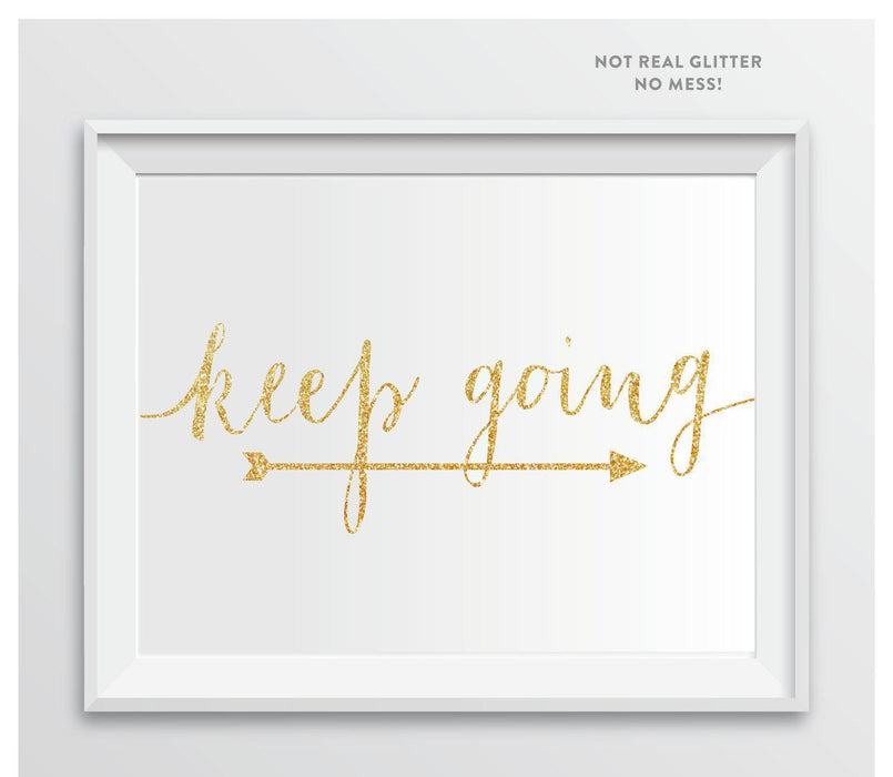 Gold Faux Glitter Wedding Party Directional Signs, Double-Sided Big Arrow-Set of 1-Andaz Press-Wedding-