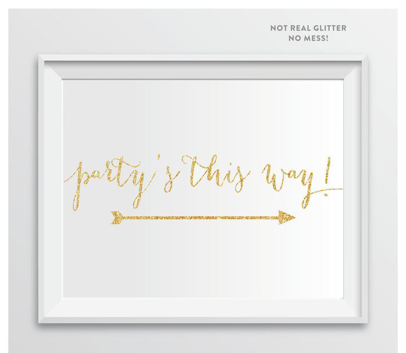 Gold Faux Glitter Wedding Party Directional Signs, Double-Sided Big Arrow-Set of 1-Andaz Press-Wedding-