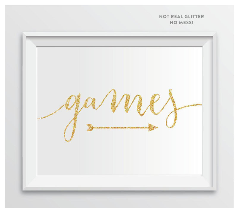 Gold Faux Glitter Wedding Party Directional Signs, Double-Sided Big Arrow-Set of 1-Andaz Press-Wedding-