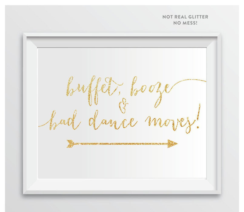 Gold Faux Glitter Wedding Party Directional Signs, Double-Sided Big Arrow-Set of 1-Andaz Press-Wedding-