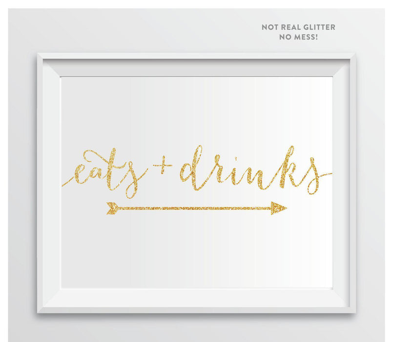 Gold Faux Glitter Wedding Party Directional Signs, Double-Sided Big Arrow-Set of 1-Andaz Press-Wedding-