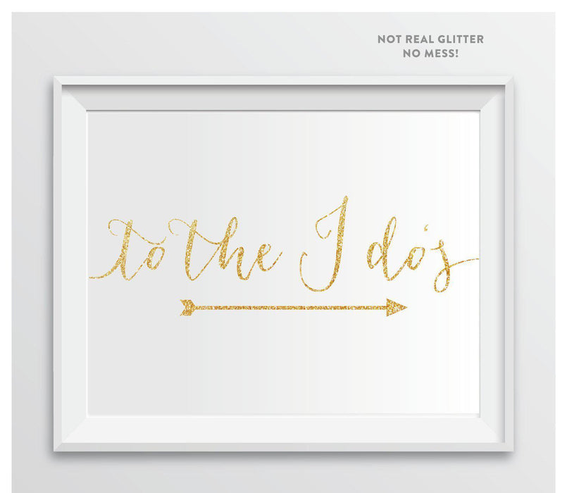 Gold Faux Glitter Wedding Party Directional Signs, Double-Sided Big Arrow-Set of 1-Andaz Press-Wedding-