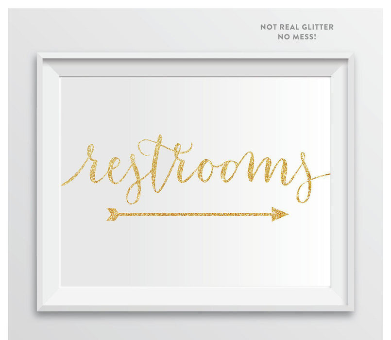 Gold Faux Glitter Wedding Party Directional Signs, Double-Sided Big Arrow-Set of 1-Andaz Press-Wedding-