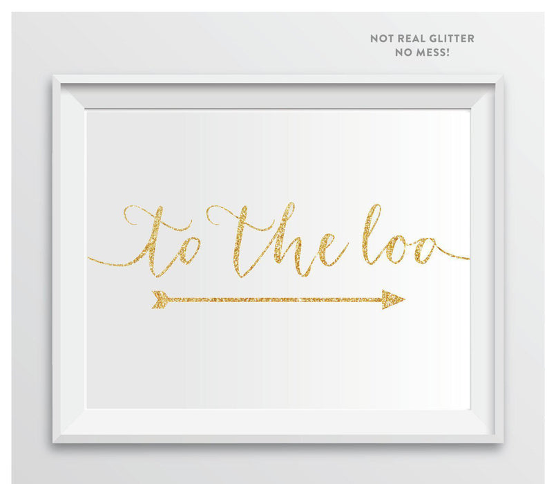 Gold Faux Glitter Wedding Party Directional Signs, Double-Sided Big Arrow-Set of 1-Andaz Press-Wedding-