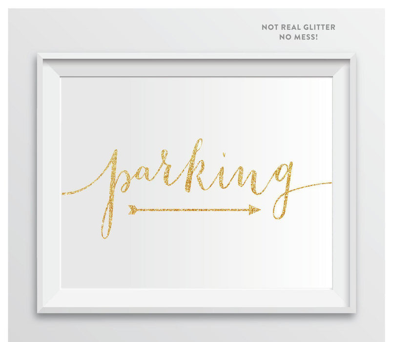 Gold Faux Glitter Wedding Party Directional Signs, Double-Sided Big Arrow-Set of 1-Andaz Press-Wedding-