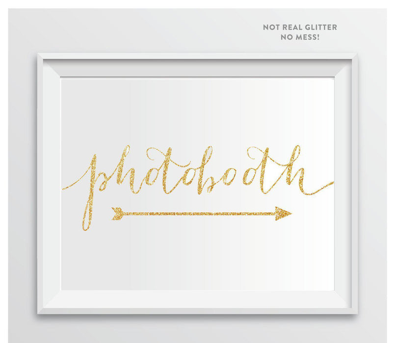 Gold Faux Glitter Wedding Party Directional Signs, Double-Sided Big Arrow-Set of 1-Andaz Press-Photobooth-