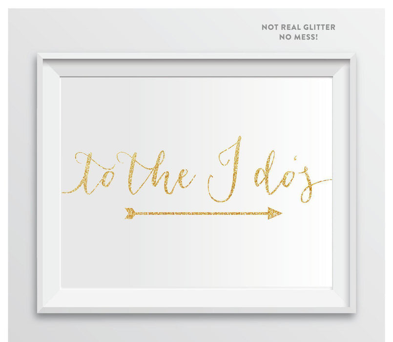 Gold Faux Glitter Wedding Party Directional Signs, Double-Sided Big Arrow-Set of 1-Andaz Press-To The I Do's-