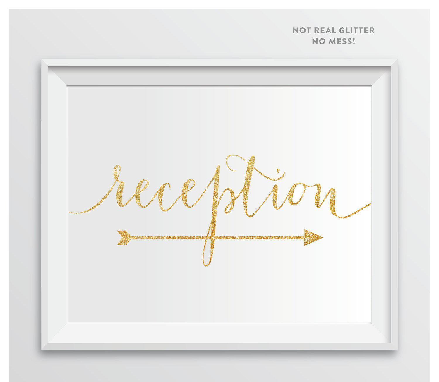 Gold Faux Glitter Wedding Party Directional Signs, Double-Sided Big Arrow-Set of 1-Andaz Press-Wedding-