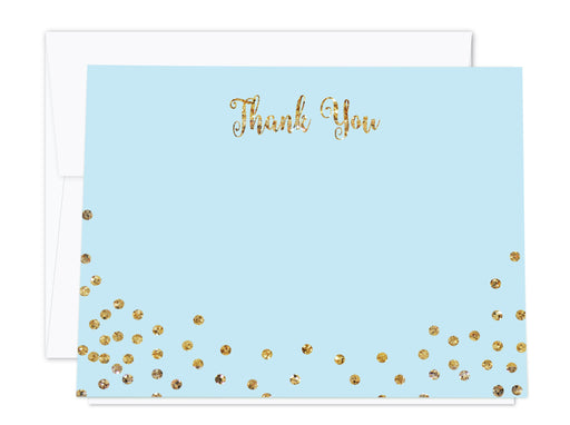 Gold Glitter 1st Birthday Blank Thank You Notes with Envelopes-Set of 20-Andaz Press-Light Blue-