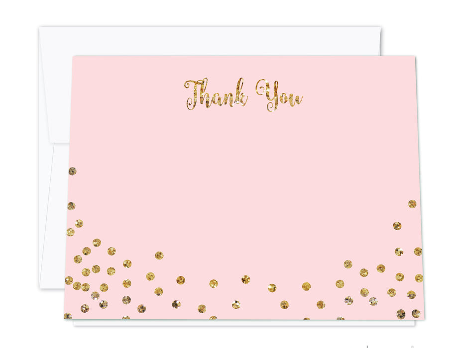 Gold Glitter 1st Birthday Blank Thank You Notes with Envelopes-Set of 20-Andaz Press-Pink-
