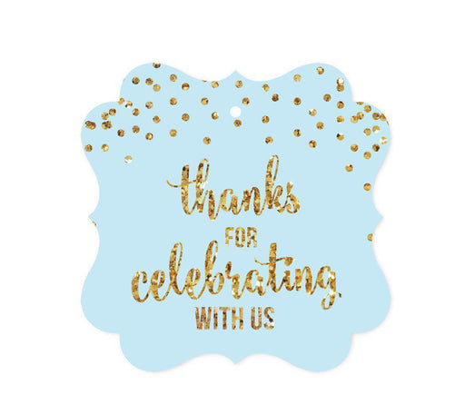Gold Glitter 1st Birthday Fancy Frame Gift & Favor Tags-Set of 24-Andaz Press-Light Blue-