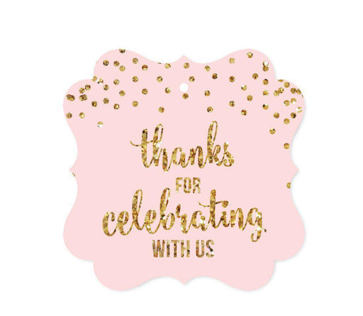 Gold Glitter 1st Birthday Fancy Frame Gift & Favor Tags-Set of 24-Andaz Press-Pink-