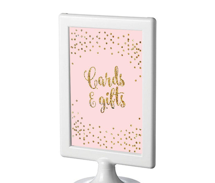 Gold Glitter 1st Birthday Framed Party Sign-Set of 1-Andaz Press-Pink-Sweets & Treats-