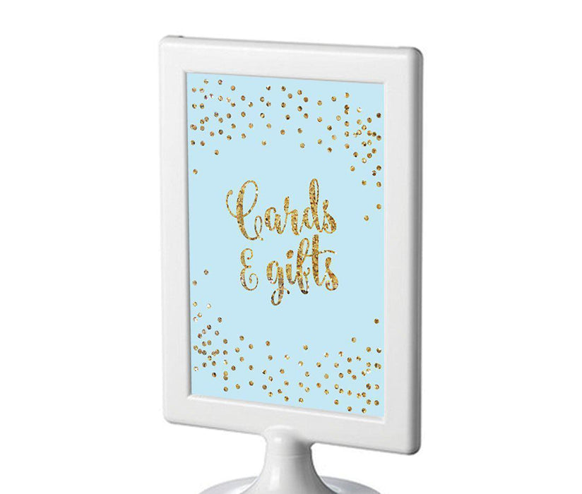 Gold Glitter 1st Birthday Framed Party Sign-Set of 1-Andaz Press-Light Blue-Cards & Gifts Thank You-