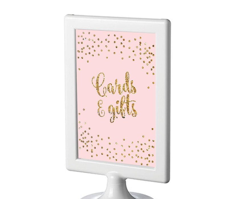 Gold Glitter 1st Birthday Framed Party Sign-Set of 1-Andaz Press-Pink-Cards & Gifts Thank You-