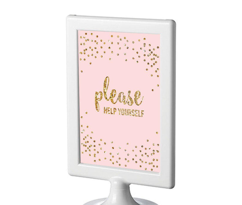 Gold Glitter 1st Birthday Framed Party Sign-Set of 1-Andaz Press-Pink-Please Help Yourself-