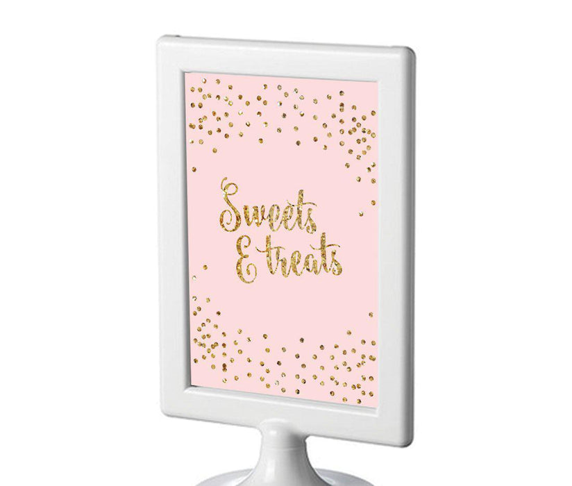 Gold Glitter 1st Birthday Framed Party Sign-Set of 1-Andaz Press-Pink-Sweets & Treats-