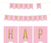 Gold Glitter 1st Birthday Hanging Pennant Party Banner-Set of 1-Andaz Press-Pink-
