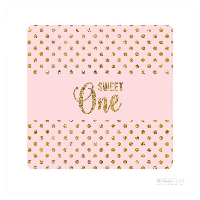 Gold Glitter 1st Birthday Hershey Bar Labels-Set of 10-Andaz Press-Pink-