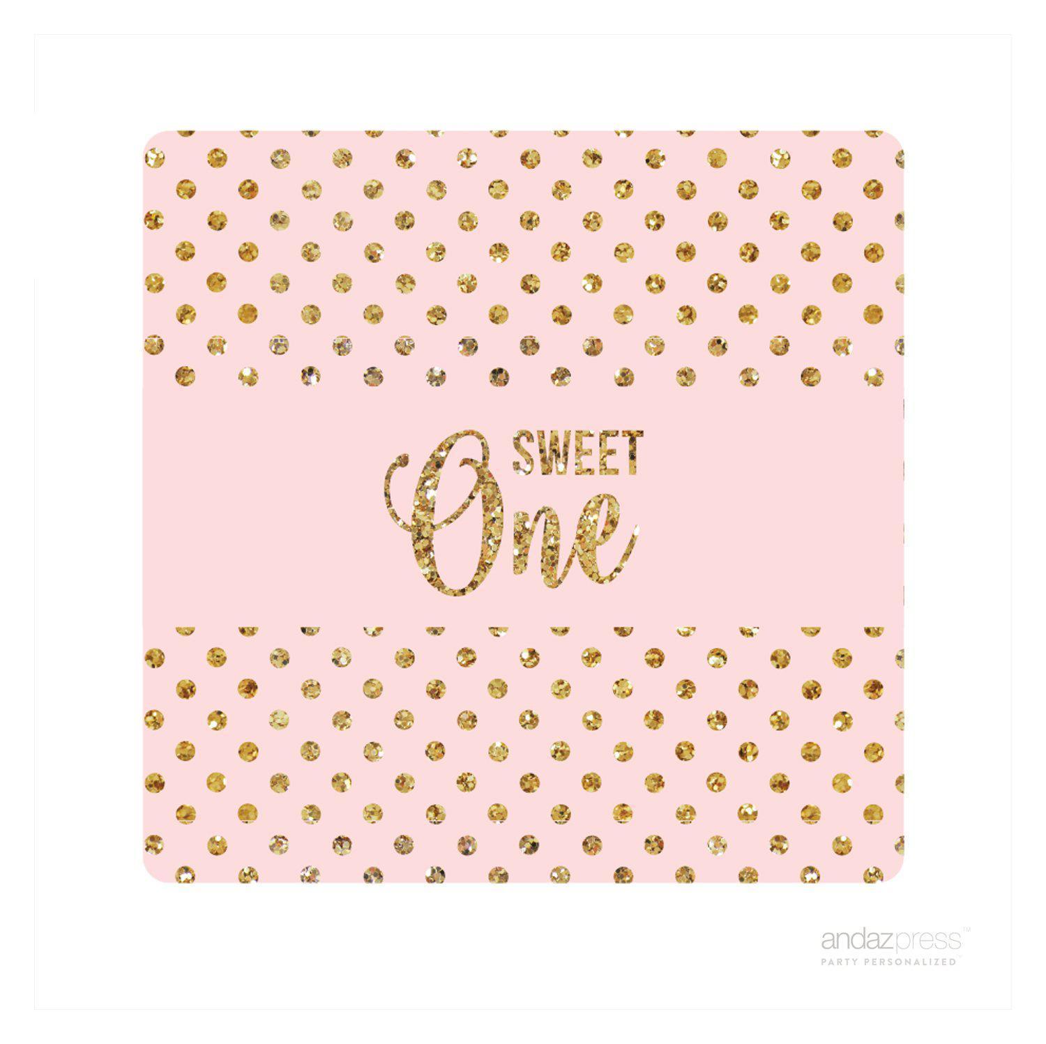 Gold Glitter 1st Birthday Hershey Bar Labels-Set of 10-Andaz Press-Pink-