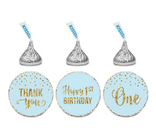 Gold Glitter 1st Birthday Hershey's Kisses Stickers-Set of 216-Andaz Press-Pink-