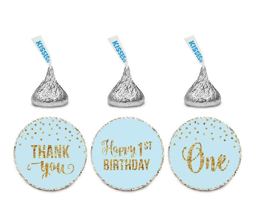 Gold Glitter 1st Birthday Hershey's Kisses Stickers-Set of 216-Andaz Press-Pink-