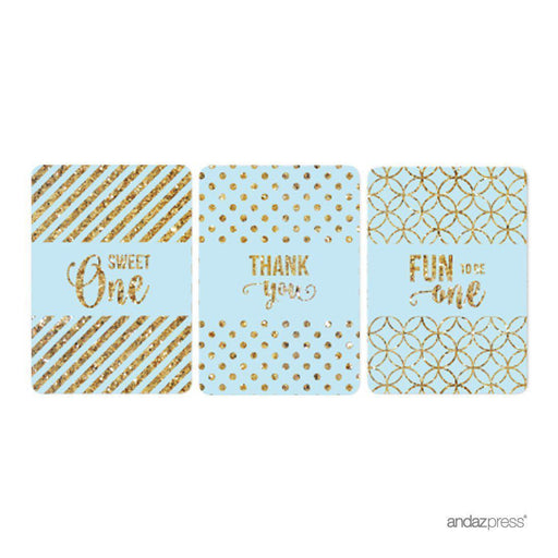 Gold Glitter 1st Birthday Hershey's Miniatures Mini Candy Bar Wrappers-Set of 36-Andaz Press-Pink-