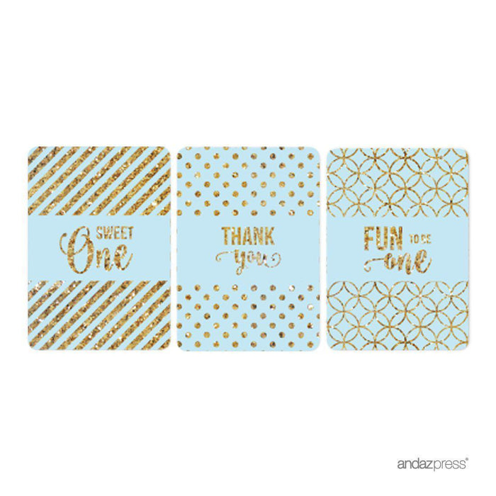 Gold Glitter 1st Birthday Hershey's Miniatures Mini Candy Bar Wrappers-Set of 36-Andaz Press-Pink-