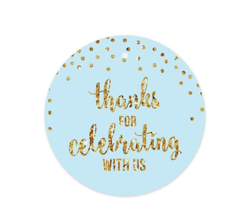 Gold Glitter 1st Birthday Round Circle Gift & Favor Tags-Set of 24-Andaz Press-Light Blue-
