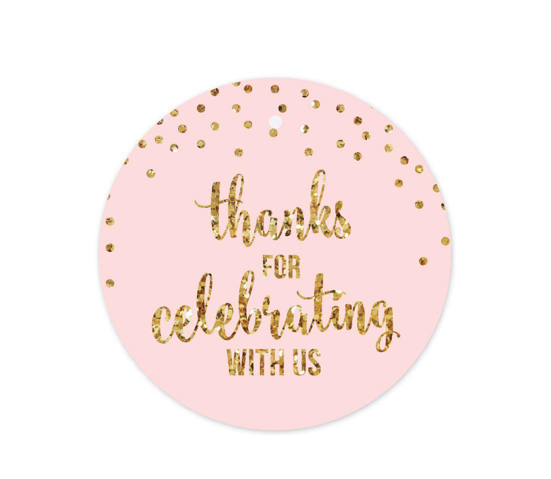 Gold Glitter 1st Birthday Round Circle Gift & Favor Tags-Set of 24-Andaz Press-Pink-