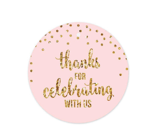 Gold Glitter 1st Birthday Round Circle Gift & Favor Tags-Set of 24-Andaz Press-Pink-
