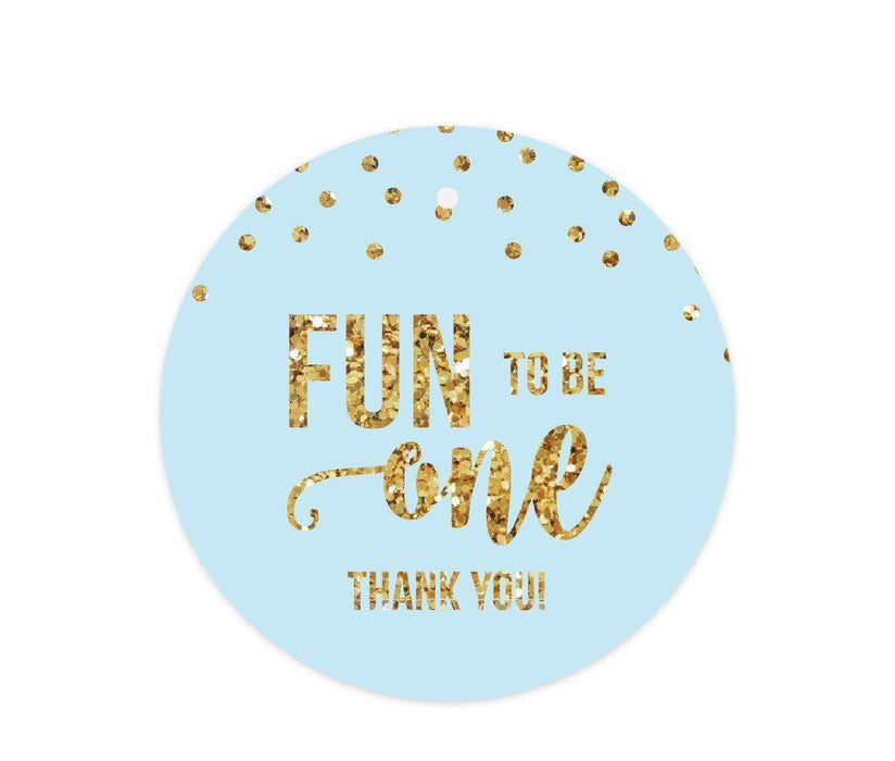Gold Glitter 1st Birthday Round Circle Gift Tags-Set of 24-Andaz Press-Light Blue-