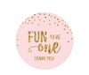 Gold Glitter 1st Birthday Round Circle Gift Tags-Set of 24-Andaz Press-Pink-