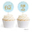 Gold Glitter 1st Birthday Round Cupcake Topper DIY Party Favors Kit-Set of 20-Andaz Press-Light Blue-