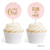 Gold Glitter 1st Birthday Round Cupcake Topper DIY Party Favors Kit-Set of 20-Andaz Press-Pink-