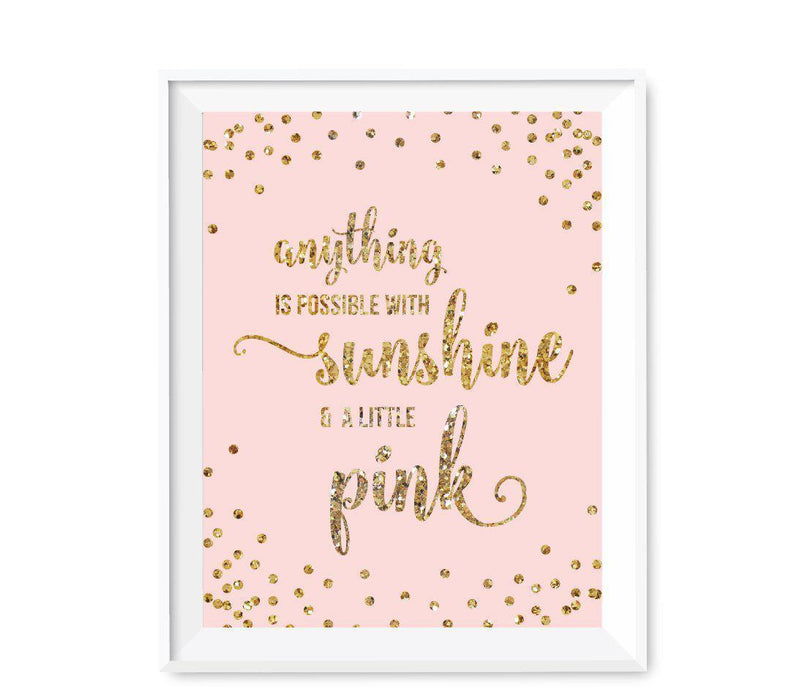 Gold Glitter 1st Birthday Wall Art Gift-Set of 1-Andaz Press-Pink-Sparkle-