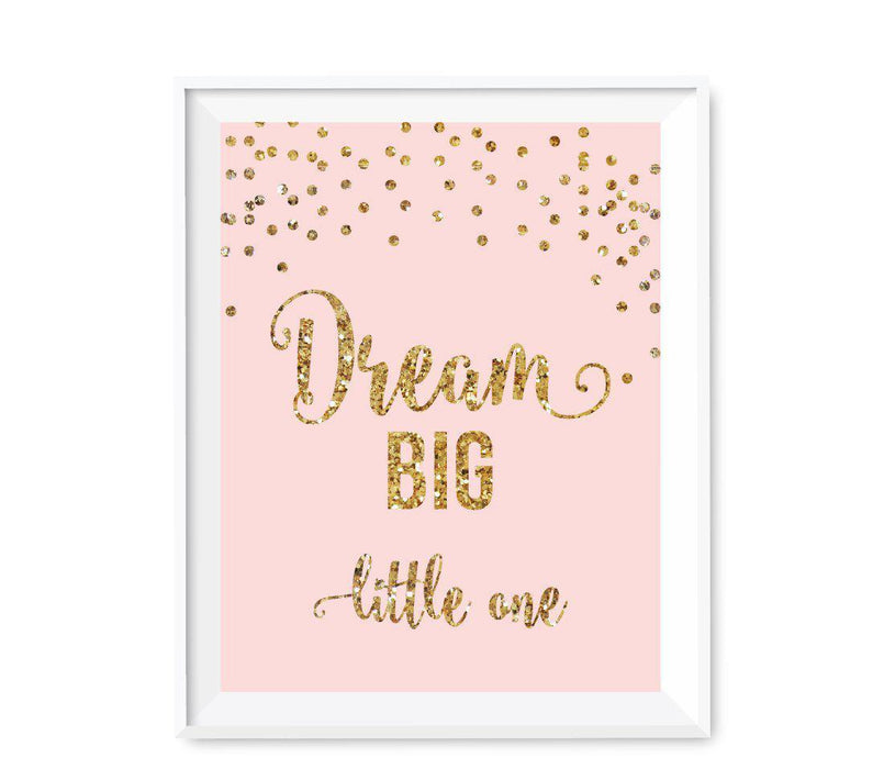 Gold Glitter 1st Birthday Wall Art Gift-Set of 1-Andaz Press-Pink-Dream Big-