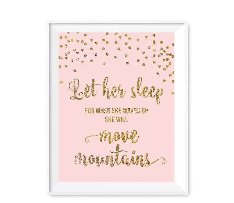 Gold Glitter 1st Birthday Wall Art Gift-Set of 1-Andaz Press-Pink-Let Her Sleep-