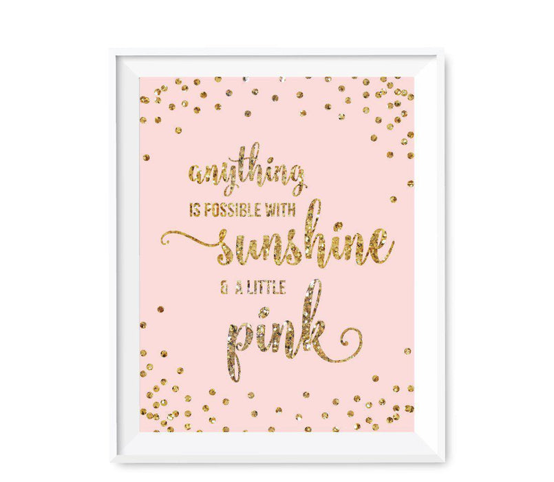 Gold Glitter 1st Birthday Wall Art Gift-Set of 1-Andaz Press-Pink-Sunshine-